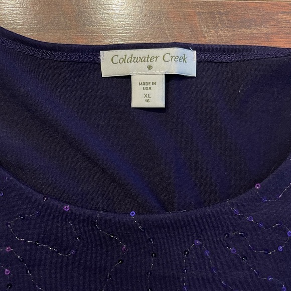 Coldwater Creek Purple Sequin 3/4 Sleeve Top XL - Picture 5 of 5
